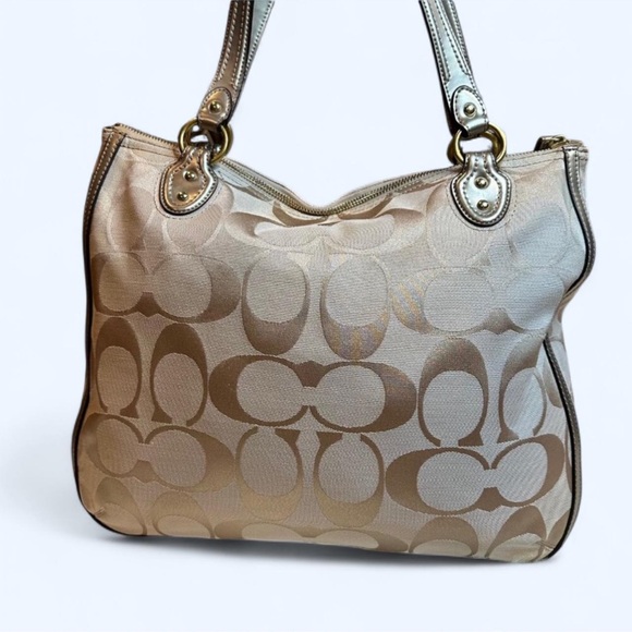 Coach Poppy Metallic Signature Tote, Champagne & Bronze